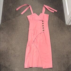 C/MEO Collective Pink Midi Dress with Button Accent